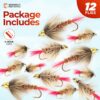 ?C 12 PC Bead Head Wooly Bugger Flies ?C Brown Dry Flies Nymphs Fly Fishing Flies Kit - Image 2