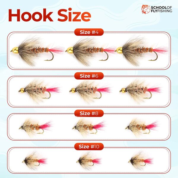 ?C 12 PC Bead Head Wooly Bugger Flies ?C Brown Dry Flies Nymphs Fly Fishing Flies Kit - Image 3