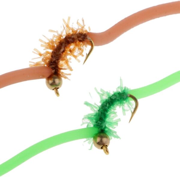 5pcs Worm Brass Bead Head Fly Trout Fly Fish Dry Flies Nymphs Fly Fishing Flies Kit - Image 5