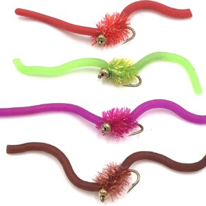 Fly Fishing Barbless Bead Head Squirmy Wormy Dry Flies Nymphs Fly Fishing Flies Kit