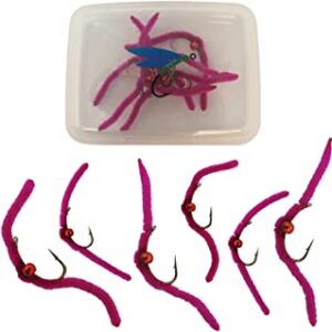Thor Outdoor San Juan Worm 6 Pc Trout Fly  Dry Flies Nymphs Fly Fishing Flies Kit
