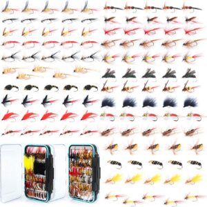 Maxcatch 120 pcs Fly Fishing Flies Kit Handm Dry Flies Nymphs Fly Fishing Flies Kit