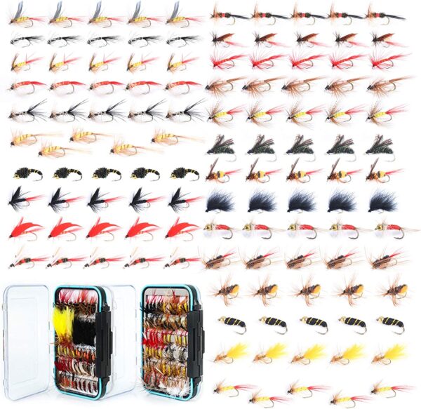 Maxcatch 120 pcs Fly Fishing Flies Kit Handm Dry Flies Nymphs Fly Fishing Flies Kit