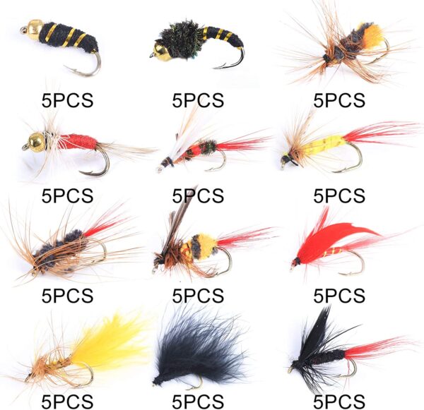 Maxcatch 120 pcs Fly Fishing Flies Kit Handm Dry Flies Nymphs Fly Fishing Flies Kit - Image 4
