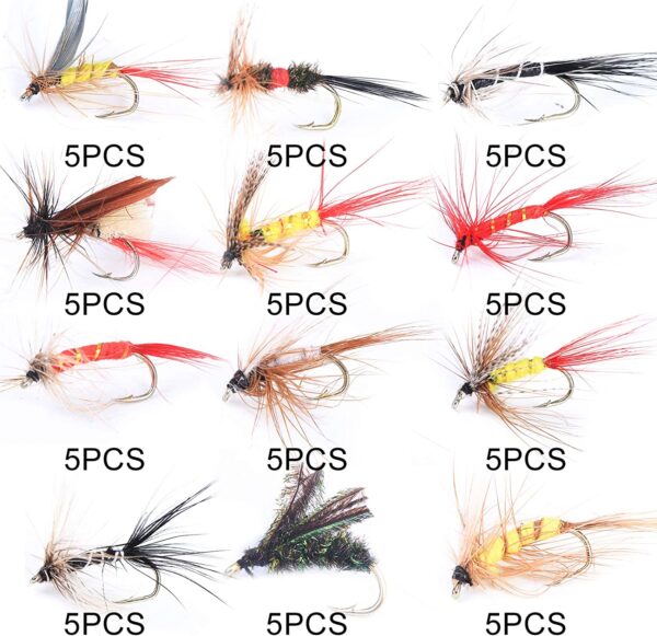 Maxcatch 120 pcs Fly Fishing Flies Kit Handm Dry Flies Nymphs Fly Fishing Flies Kit - Image 5