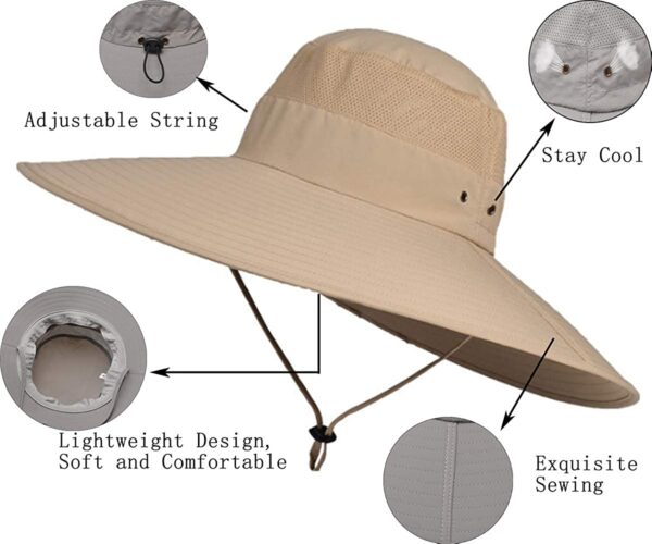 Super Wide Brim Bucket Hat UPF50+ Waterproof  Fishing Artificial Bait Soft Plastic Lures - Image 5