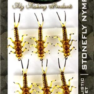 Original Realistic Stone Fly Nymph Set of 6 Dry Flies Nymphs Fly Fishing Flies Kit
