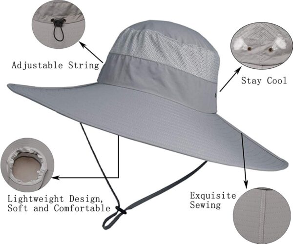 Super Wide Brim Bucket Hat UPF50+ Waterproof  Fishing Artificial Bait Soft Plastic Lures - Image 5