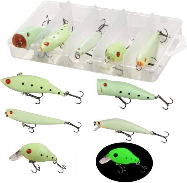 Night Glow Fishing Lure Bait Kit - 5/10pcs No Fishing Artificial Bait Soft Plastic Lures - Image 5
