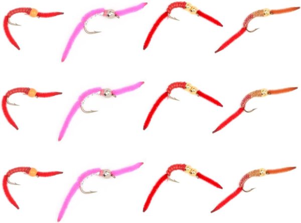 Trout Fly Assortment #2 San Juan Worm Powe Dry Flies Nymphs Fly Fishing Flies Kit