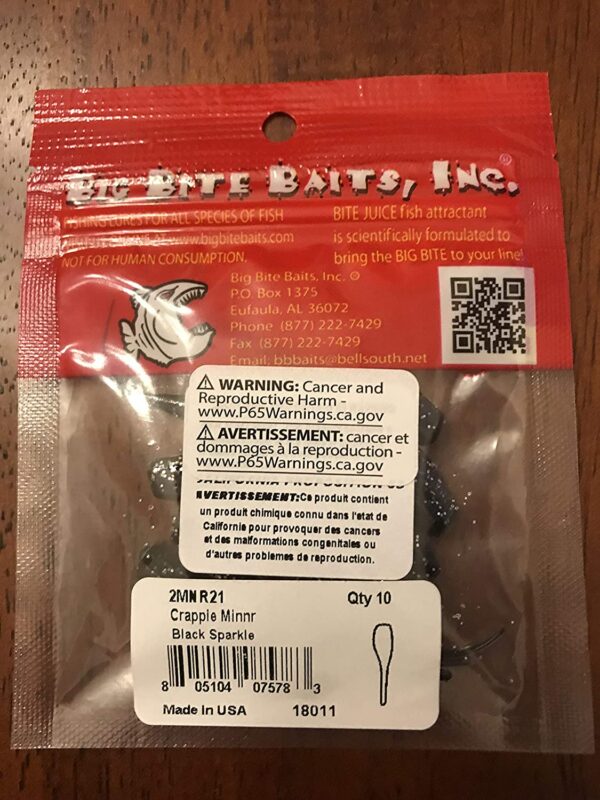 2MNR-21 Crappie Minnr Fishing Bait  Black Spa Fishing Artificial Bait Soft Plastic Lures - Image 2