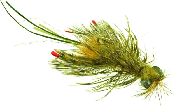 Near Nuff Crayfish Dirty Olive Size 8 Dry Flies Nymphs Fly Fishing Flies Kit