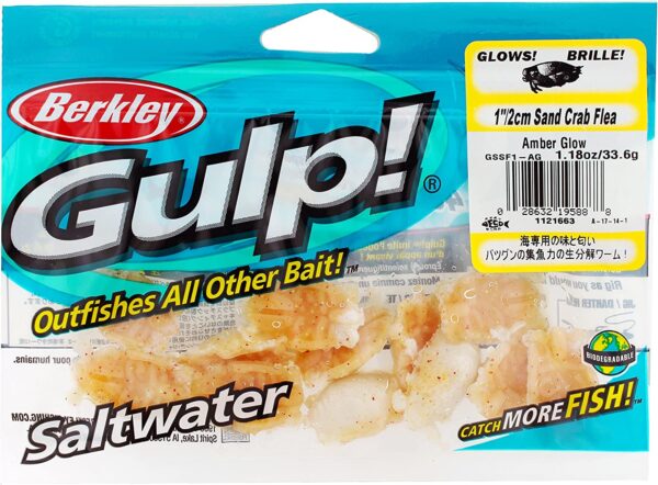 Gulp! Sand Crab Flea  Amber Glow  1in Fishing Artificial Bait Soft Plastic Lures