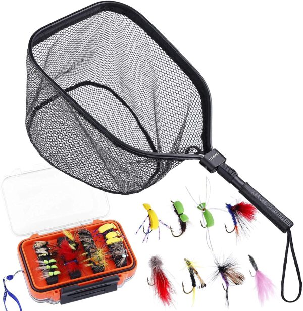 Fly Fishing Flies + Fly Fishing Net Dry Flies Nymphs Fly Fishing Flies Kit