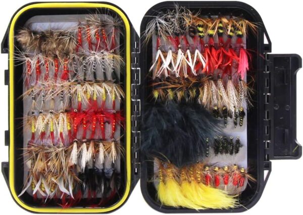 120pcs Dry Flies Wet Flies Flies Box Set Mix Dry Flies Nymphs Fly Fishing Flies Kit