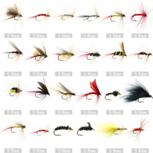 120pcs Dry Flies Wet Flies Flies Box Set Mix Dry Flies Nymphs Fly Fishing Flies Kit