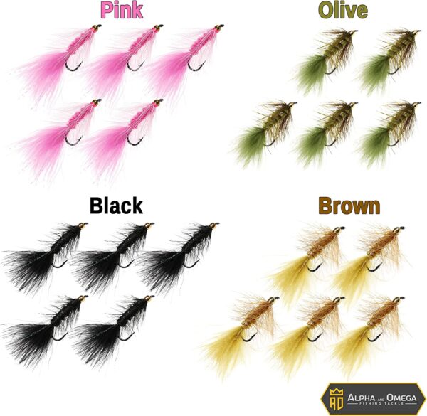 - Woolly Bugger Fly KIT (20 Flies) with Bead Dry Flies Nymphs Fly Fishing Flies Kit - Image 3