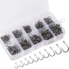 500PCS Premium Fishhooks  10 Sizes Carbon Ste Fishing Artificial Bait Soft Plastic Lures