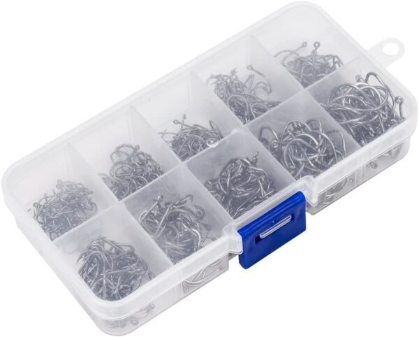 500PCS Premium Fishhooks  10 Sizes Carbon Ste Fishing Artificial Bait Soft Plastic Lures - Image 2
