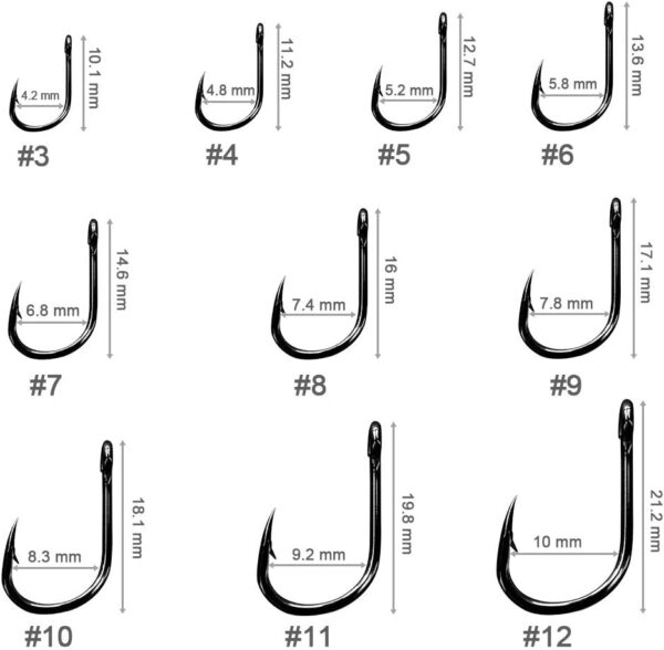 500PCS Premium Fishhooks  10 Sizes Carbon Ste Fishing Artificial Bait Soft Plastic Lures - Image 7