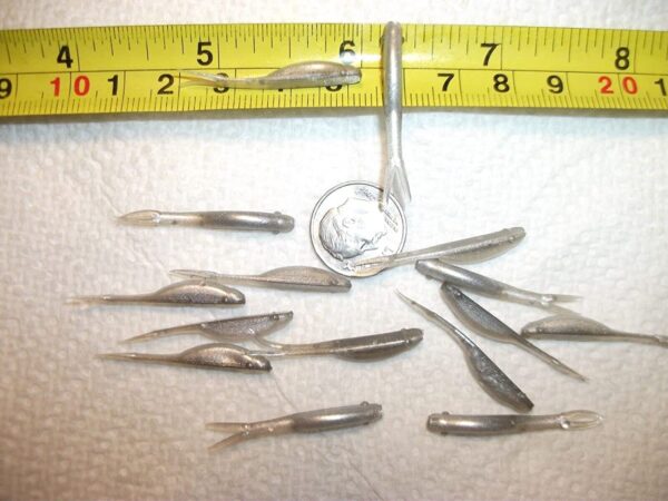 100-1 1/4 FLUKE-Crappie-panfish-Perch-shad M Fishing Artificial Bait Soft Plastic Lures"