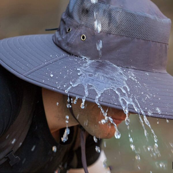 Super Wide Brim Bucket Hat UPF50+ Waterproof  Fishing Artificial Bait Soft Plastic Lures - Image 4