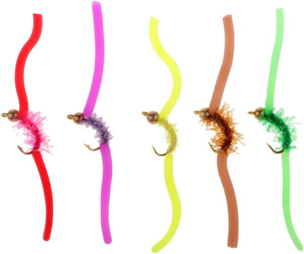 5pcs Squirmy Trout Worm Assorted Fly Fly Fis Dry Flies Nymphs Fly Fishing Flies Kit - Image 7