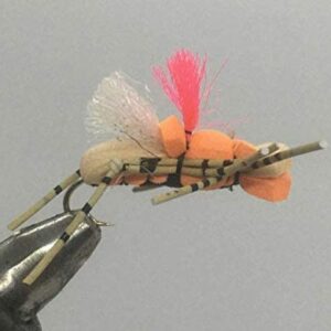 One Dozen (12) Fat Albert Tan and Orange Dry Flies Nymphs Fly Fishing Flies Kit