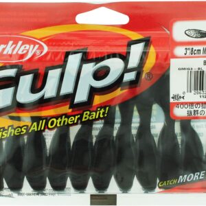 Gulp! Minnow Grub  3 Black Fishing Artificial Bait Soft Plastic Lures”