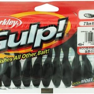 Gulp! Minnow Grub  3 Black Fishing Artificial Bait Soft Plastic Lures”