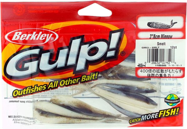 Gulp! Minnow Soft Fishing Bait Smelt 3 - Qty Fishing Artificial Bait Soft Plastic Lures"