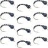 Black Zebra Midge Black Bead Head 1 Doze Dry Flies Nymphs Fly Fishing Flies Kit