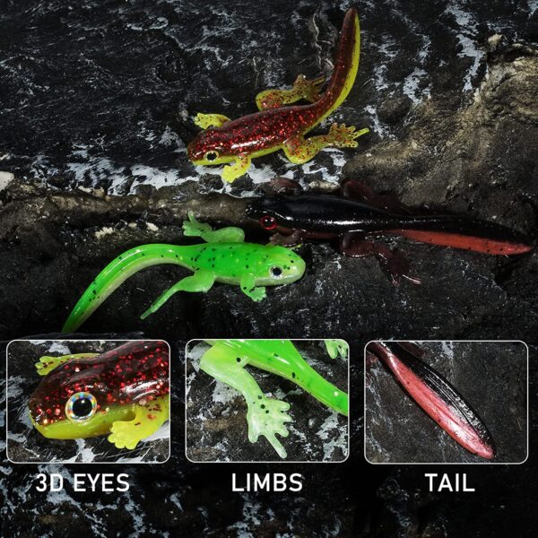 6 Pack Soft Fishing Baits  3.2 Inches Tadpole Fishing Artificial Bait Soft Plastic Lures - Image 4