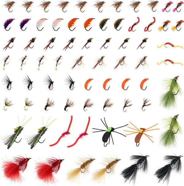 Fly Fishing Flies Kit  70 Packs Hand Tied Fl Dry Flies Nymphs Fly Fishing Flies Kit