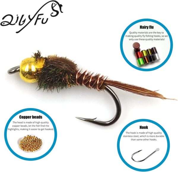 Fly Fishing Flies Kit  70 Packs Hand Tied Fl Dry Flies Nymphs Fly Fishing Flies Kit - Image 4