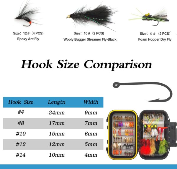 Fly Fishing Flies Kit  70 Packs Hand Tied Fl Dry Flies Nymphs Fly Fishing Flies Kit - Image 5