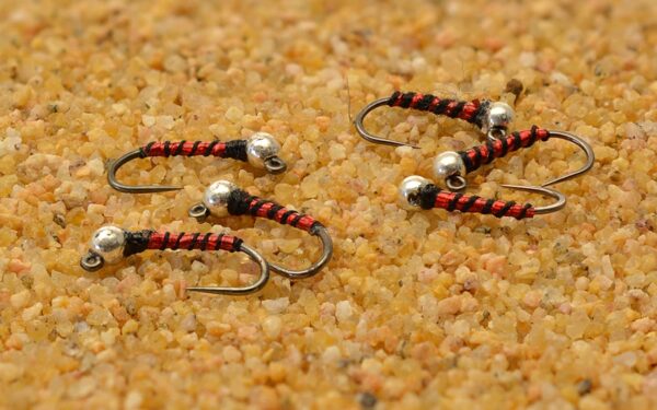 6 Flies Tungsten Silver Bead Head Ruby Jig Dry Flies Nymphs Fly Fishing Flies Kit - Image 3