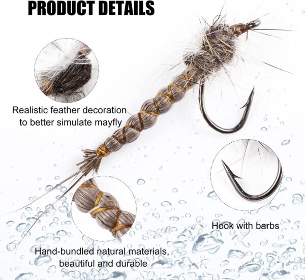 Hand Tied Fly Fishing Dry Flies Assortment w Dry Flies Nymphs Fly Fishing Flies Kit - Image 3