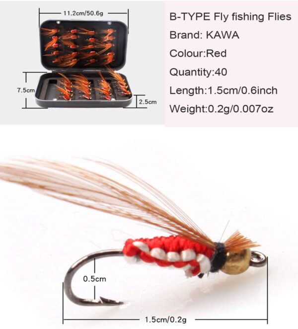 Handmade Fly Fishing Lures Wet/Dry Flies w Dry Flies Nymphs Fly Fishing Flies Kit - Image 2