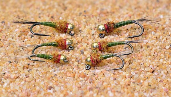 6 Flies Tungsten Olive Iron Lotus Jig Head Dry Flies Nymphs Fly Fishing Flies Kit - Image 3