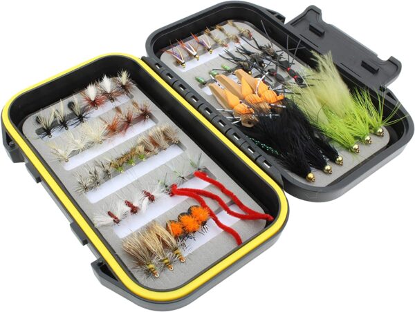 Fly Fishing 60pc Mini Mega Fly Assortment an Dry Flies Nymphs Fly Fishing Flies Kit - Image 2