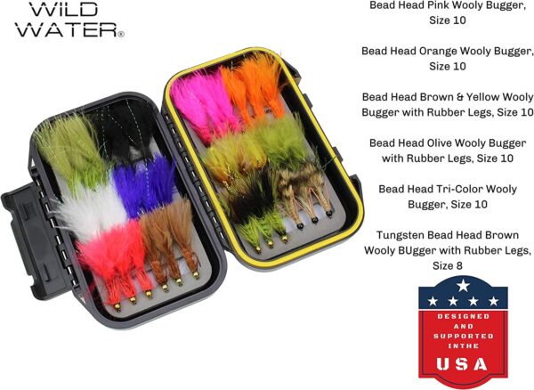Fly Fishing 36 Wooly Bugger Flies Assortment Dry Flies Nymphs Fly Fishing Flies Kit - Image 3