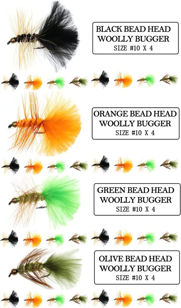 Woolly Bugger Streamer Wet Fly Kit-8/12/16 P Dry Flies Nymphs Fly Fishing Flies Kit - Image 2