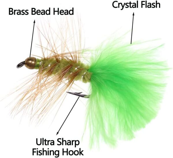 Woolly Bugger Streamer Wet Fly Kit-8/12/16 P Dry Flies Nymphs Fly Fishing Flies Kit - Image 4