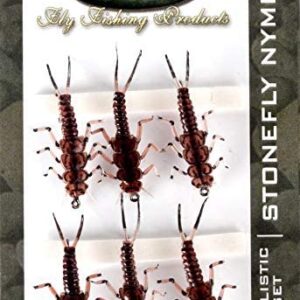 Original Realistic Stone Fly Nymph Set of 6 Dry Flies Nymphs Fly Fishing Flies Kit