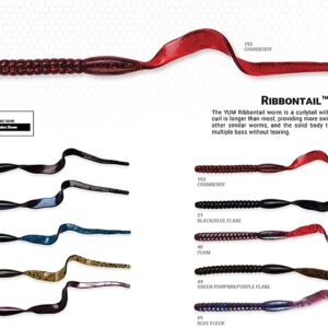 YUM Ribbontail Worm Curly-Tail Swim-Bait Bass Fishing Artificial Bait Soft Plastic Lures