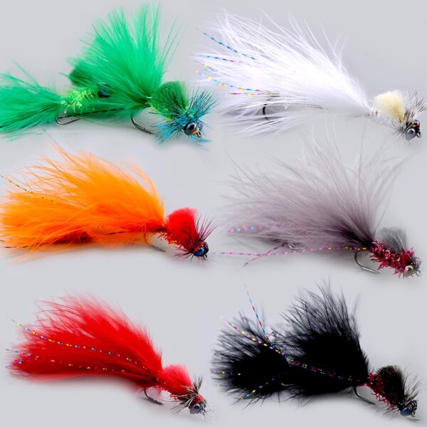 Fly Fishing Flies Streamers kit (6 Colors-M) Dry Flies Nymphs Fly Fishing Flies Kit