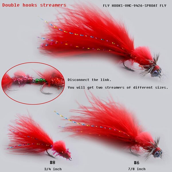 Fly Fishing Flies Streamers kit (6 Colors-M) Dry Flies Nymphs Fly Fishing Flies Kit - Image 2