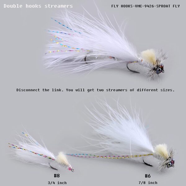 Fly Fishing Flies Streamers kit (6 Colors-M) Dry Flies Nymphs Fly Fishing Flies Kit - Image 5