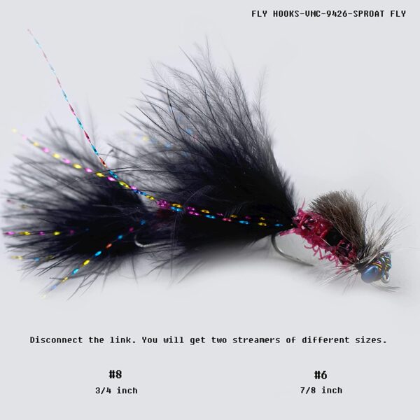 Fly Fishing Flies Streamers kit (6 Colors-M) Dry Flies Nymphs Fly Fishing Flies Kit - Image 7